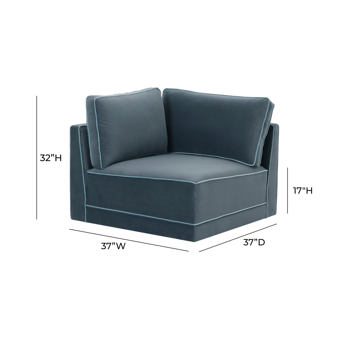 TOV Furniture Willow Blue Performance Velvet Modular Corner Chair