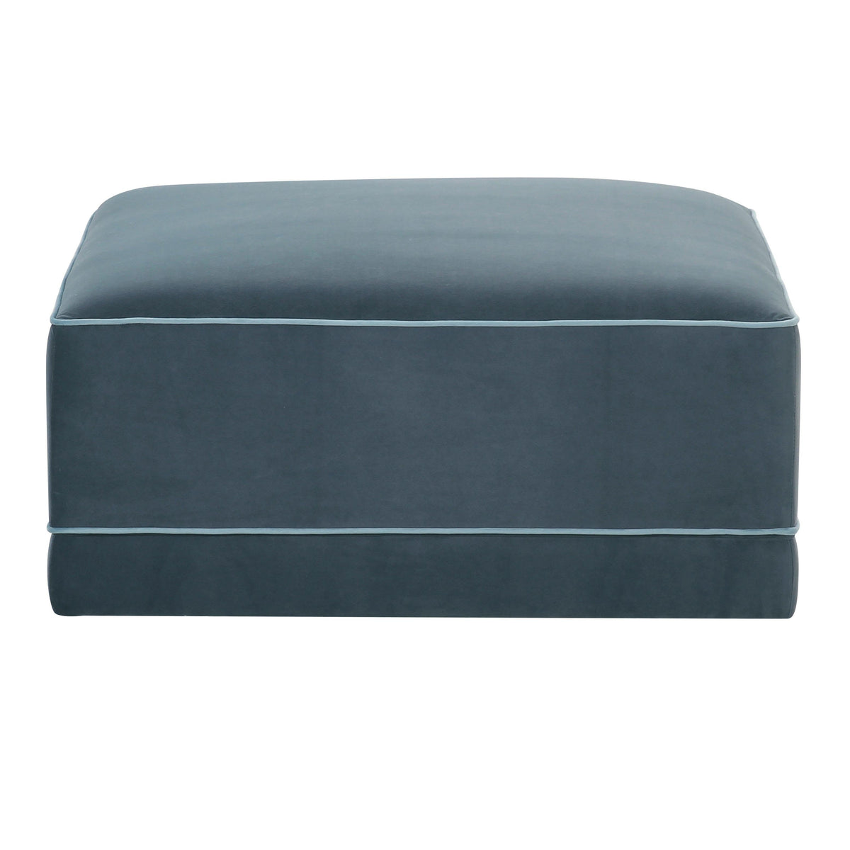 TOV Furniture Willow Performance Velvet Modular Ottoman in blue velvet, primary product view
