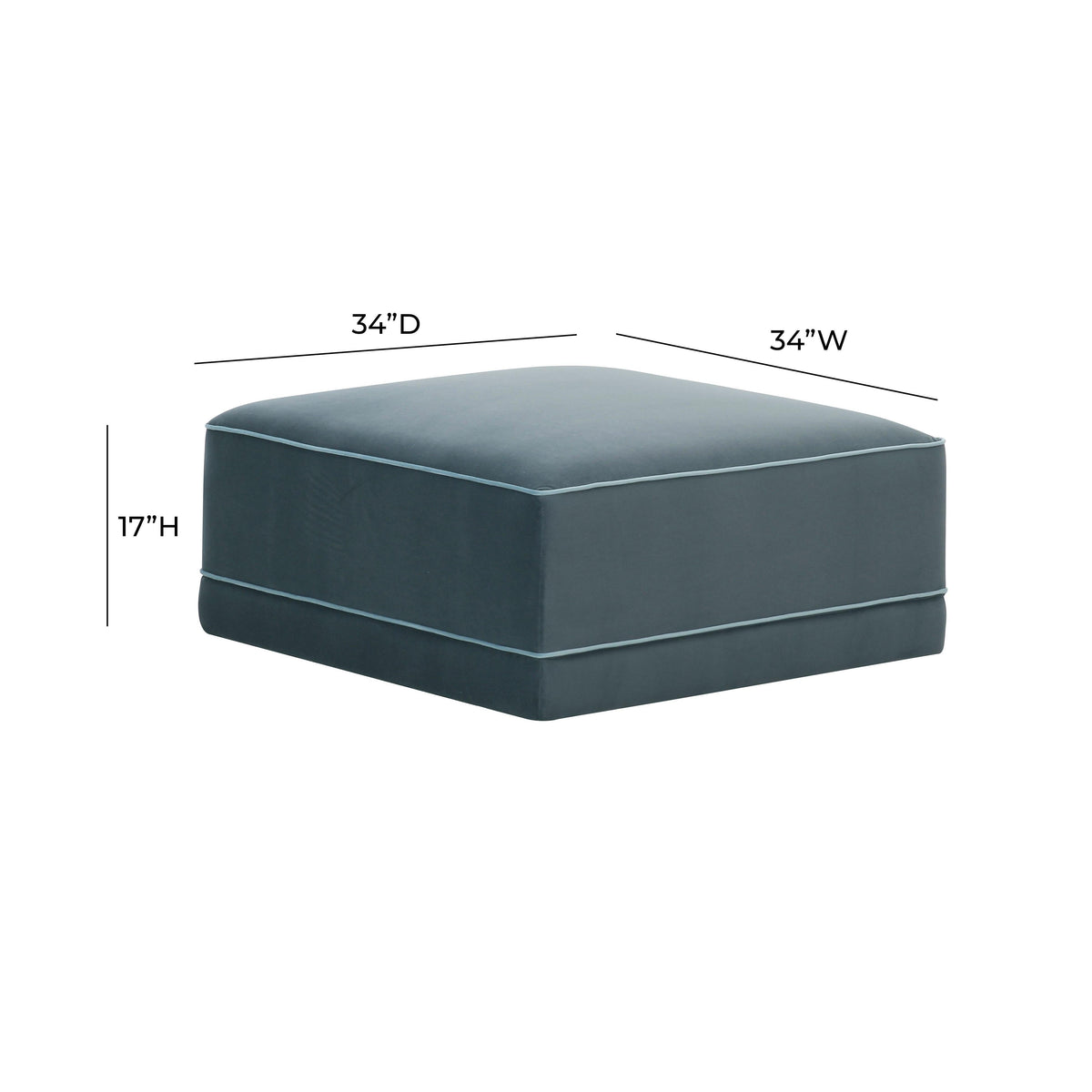 TOV Furniture Willow Blue Performance Velvet Modular Ottoman