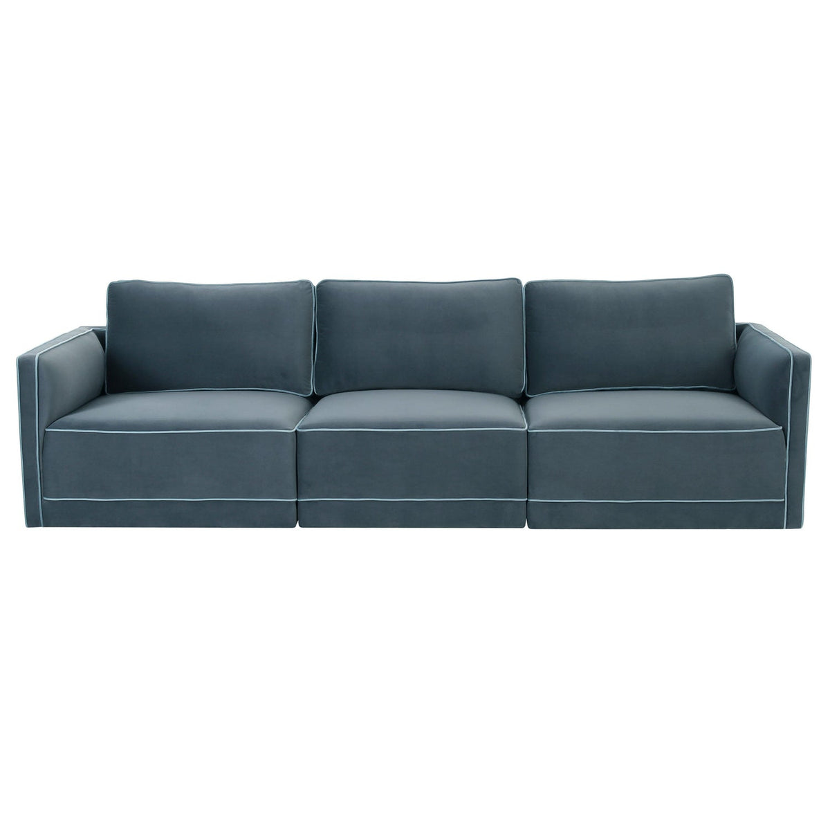 TOV Furniture Willow 105" Performance Velvet Modular Sofa in misty blue performance velvet, primary product view