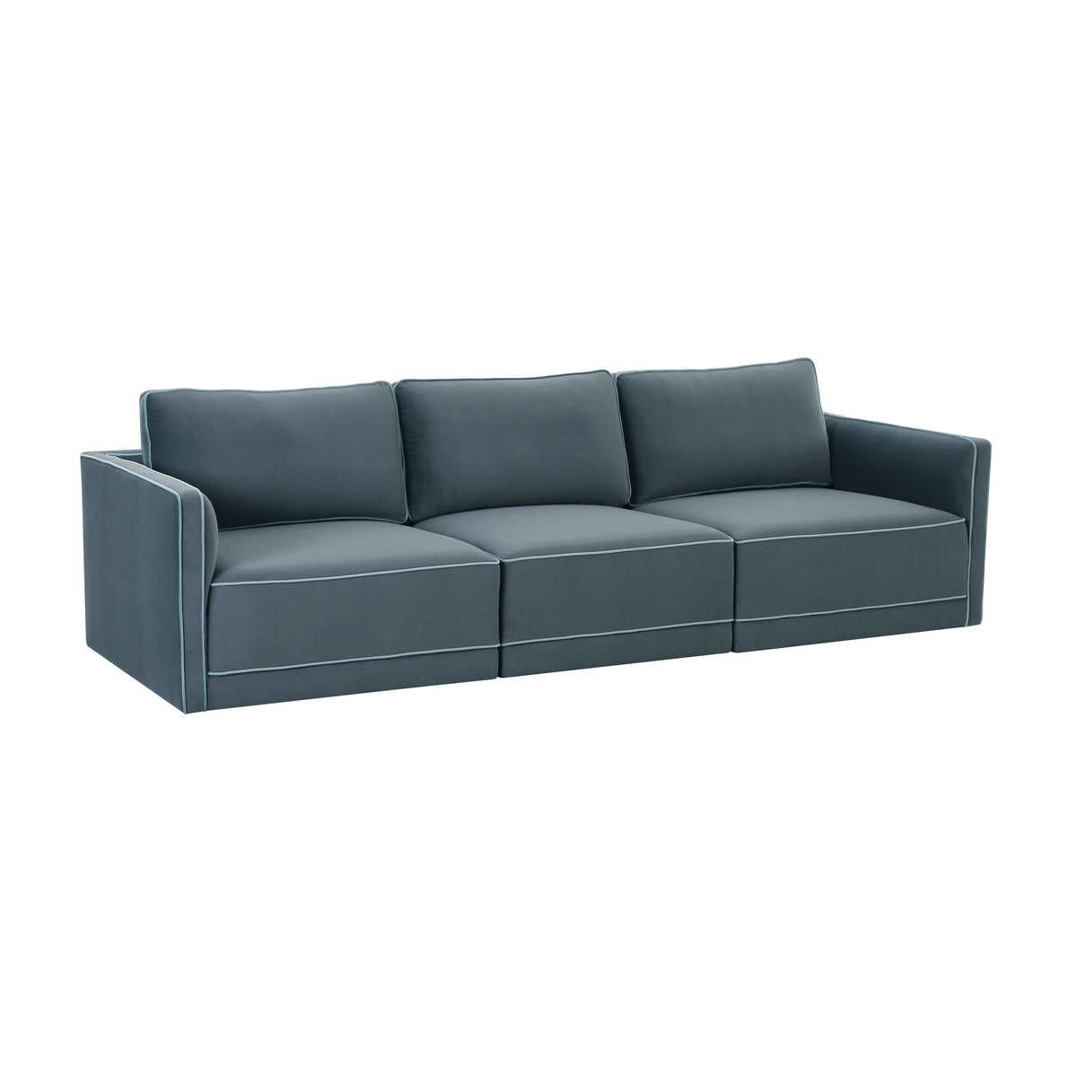 TOV Furniture Willow Blue Performance Velvet Modular Sofa