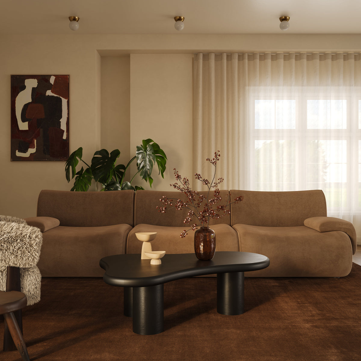 TOV Furniture Zenith Latte Brown Performance Velvet Armless Chair