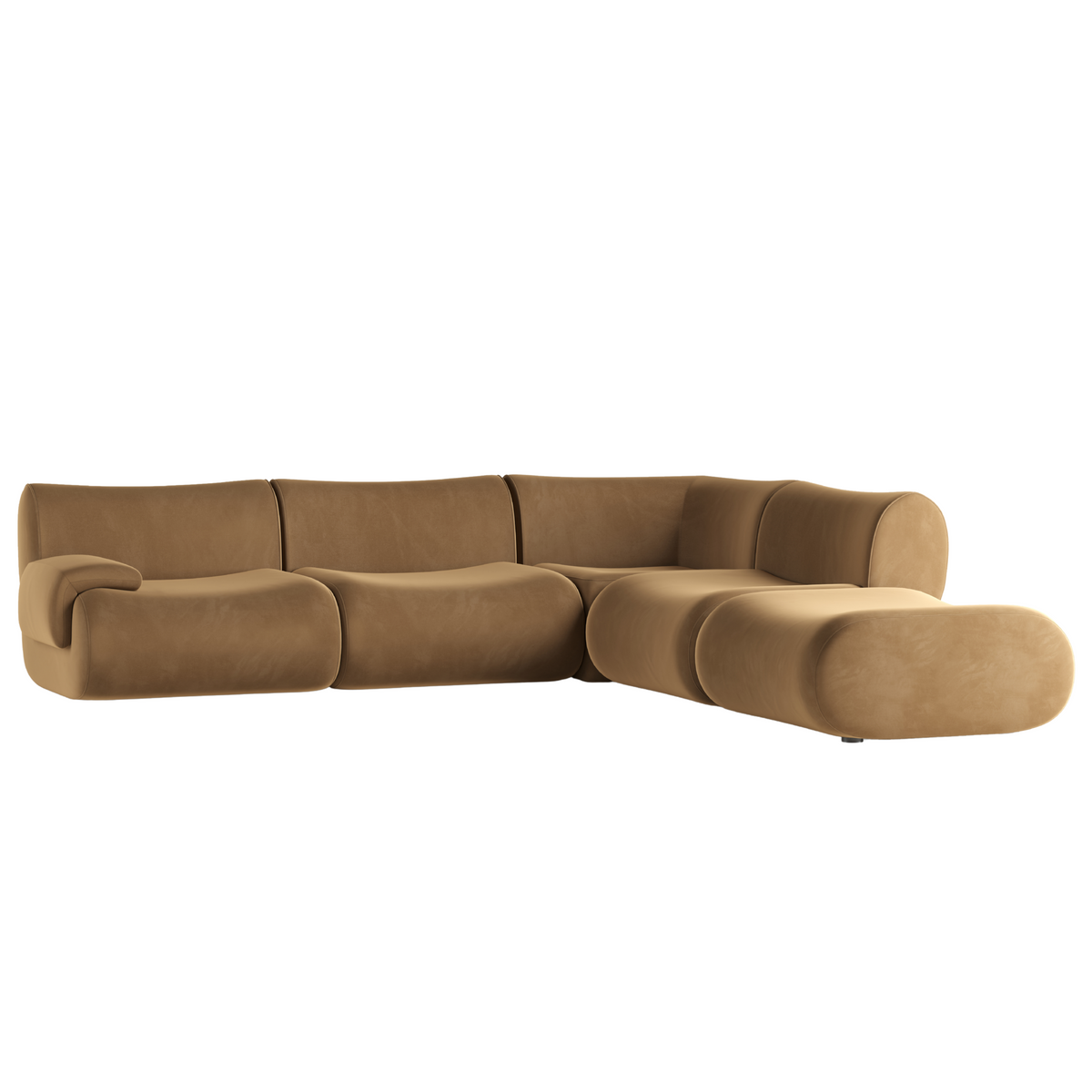 TOV Furniture Zenith 5-Piece Performance Velvet Modular Sectional in Brown Fabric, primary product view