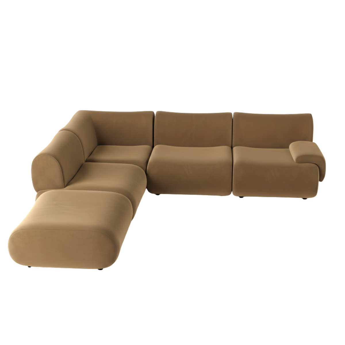 TOV Furniture Zenith Brown Performance Velvet Modular 5-Piece Sectional Sofa