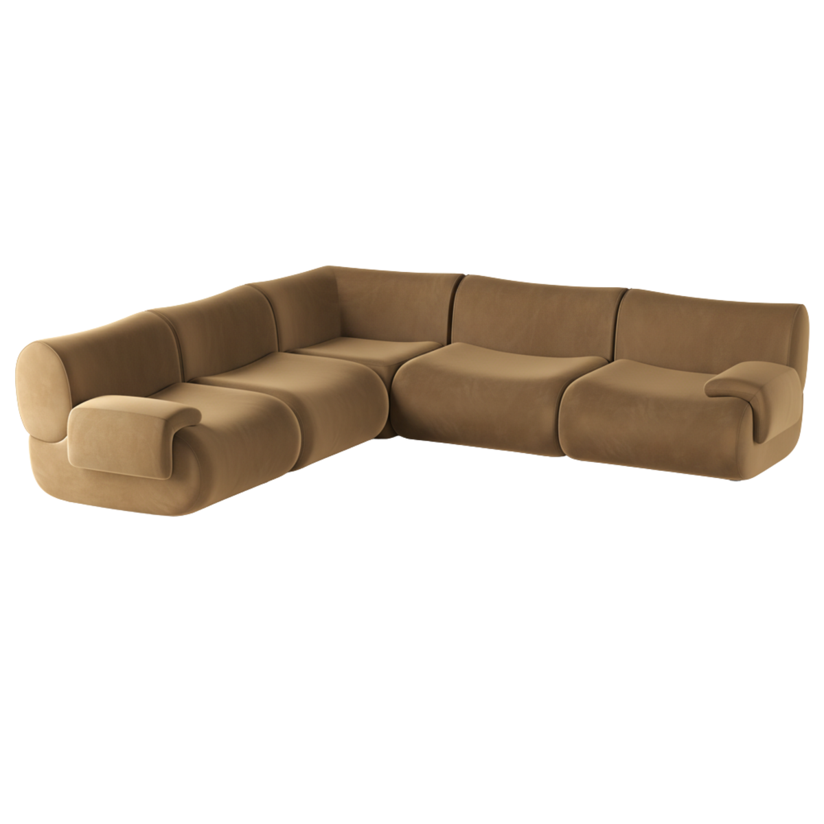 TOV Furniture Zenith Latte Brown Performance Velvet Modular 5-Piece L-Sectional Sofa