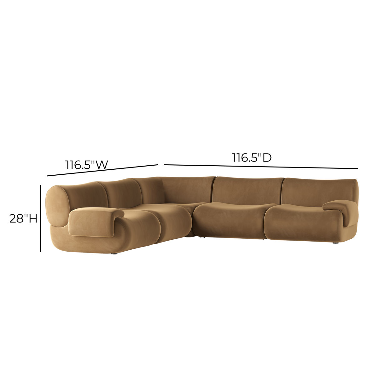 TOV Furniture Zenith Latte Brown Performance Velvet Modular 5-Piece L-Sectional Sofa