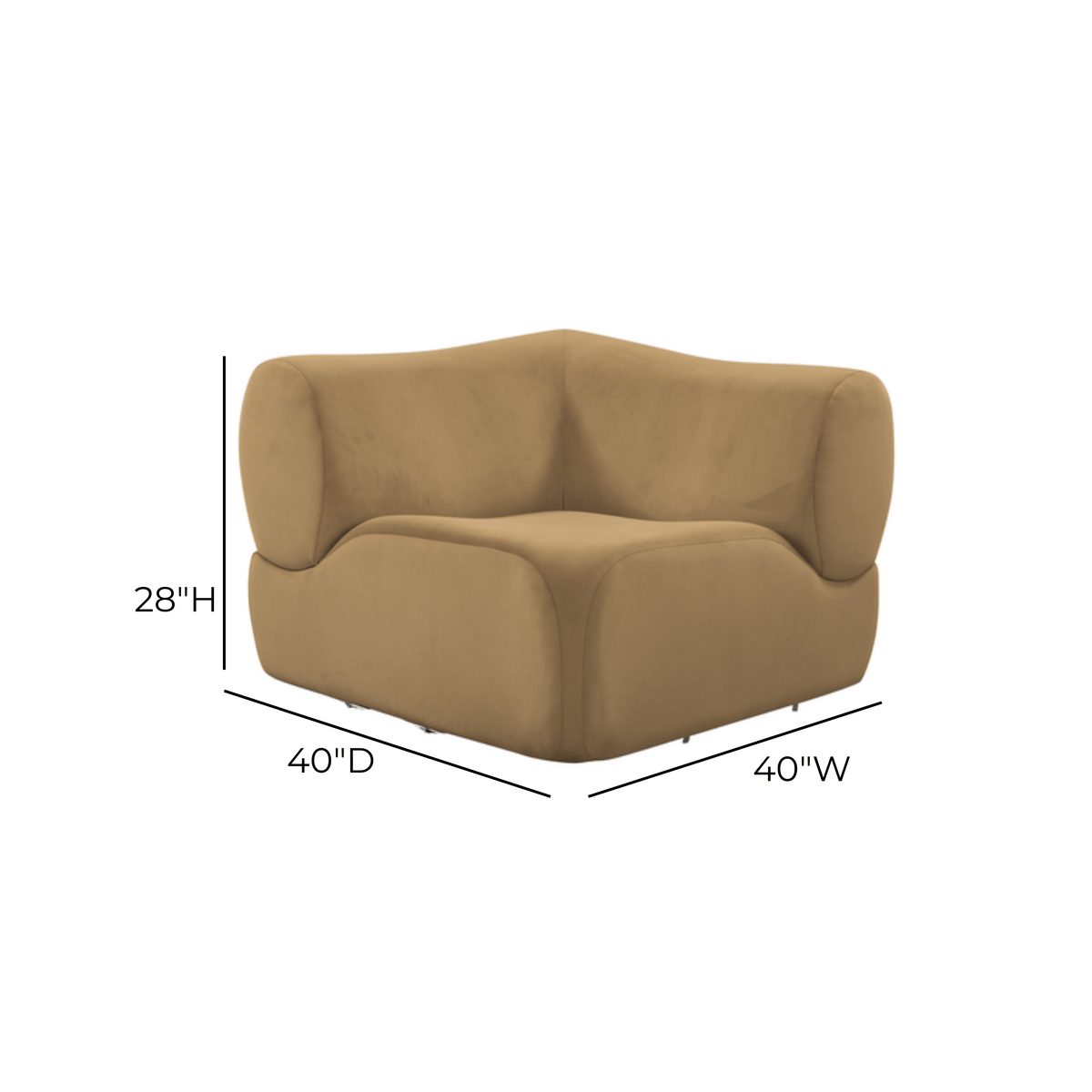 TOV Furniture Zenith Latte Brown Performance Velvet Corner Wedge