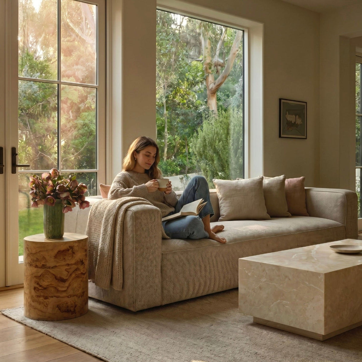 TOV Furniture Aurora Pebble Beige 90in Sofa