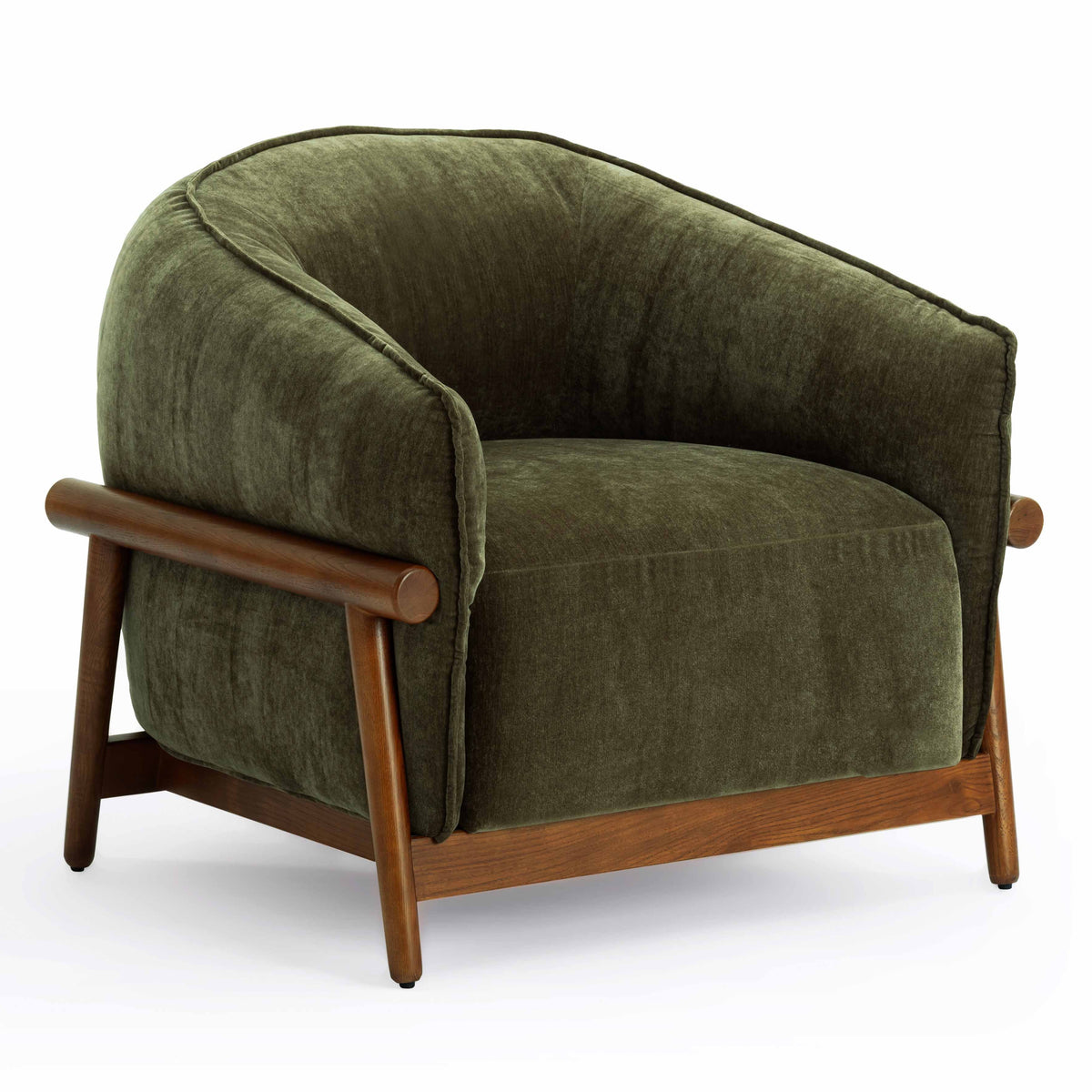 TOV Furniture Piedmont Upcycled Chenille Accent Chair in green upcycled chenille and ash, primary product view