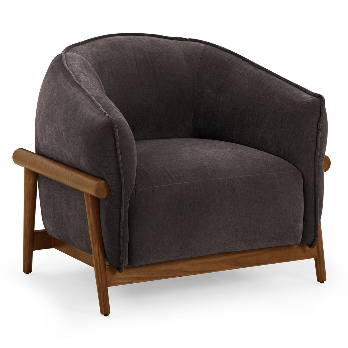TOV Furniture Piedmont Upcycled Chenille Accent Chair in grey upcycled chenille and ash, primary product view