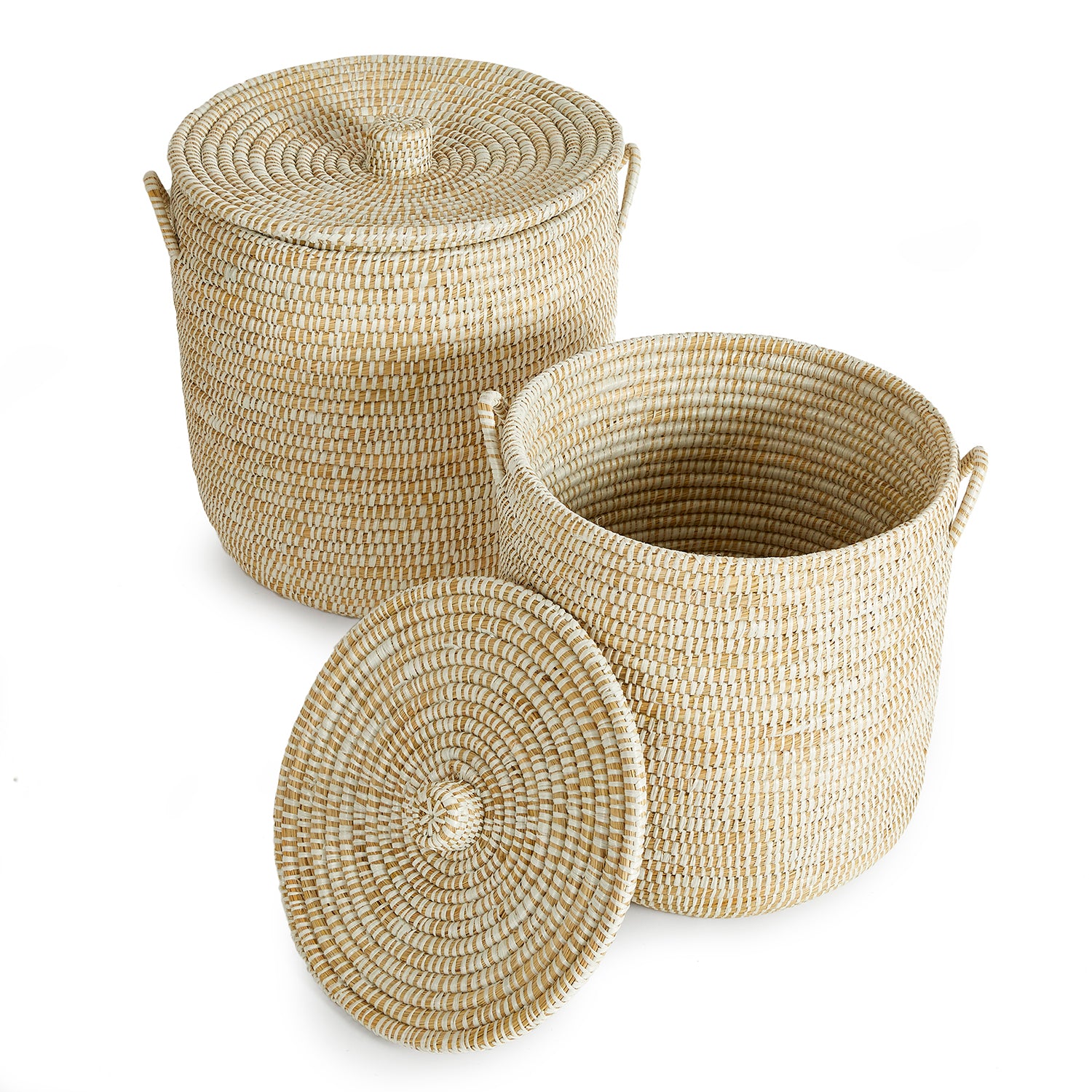 Rivergrass Lidded Hamper Basket Set of 2