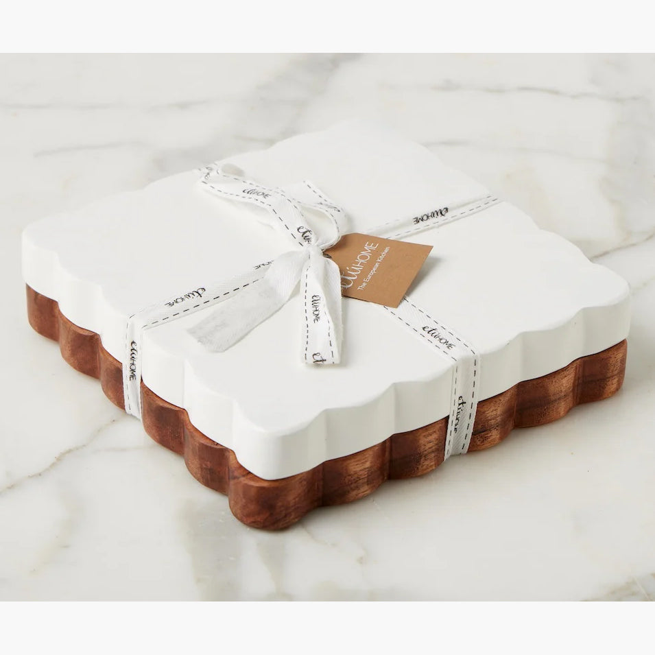 Etu Home Scalloped Appetizer Cheese Board Set of 2
