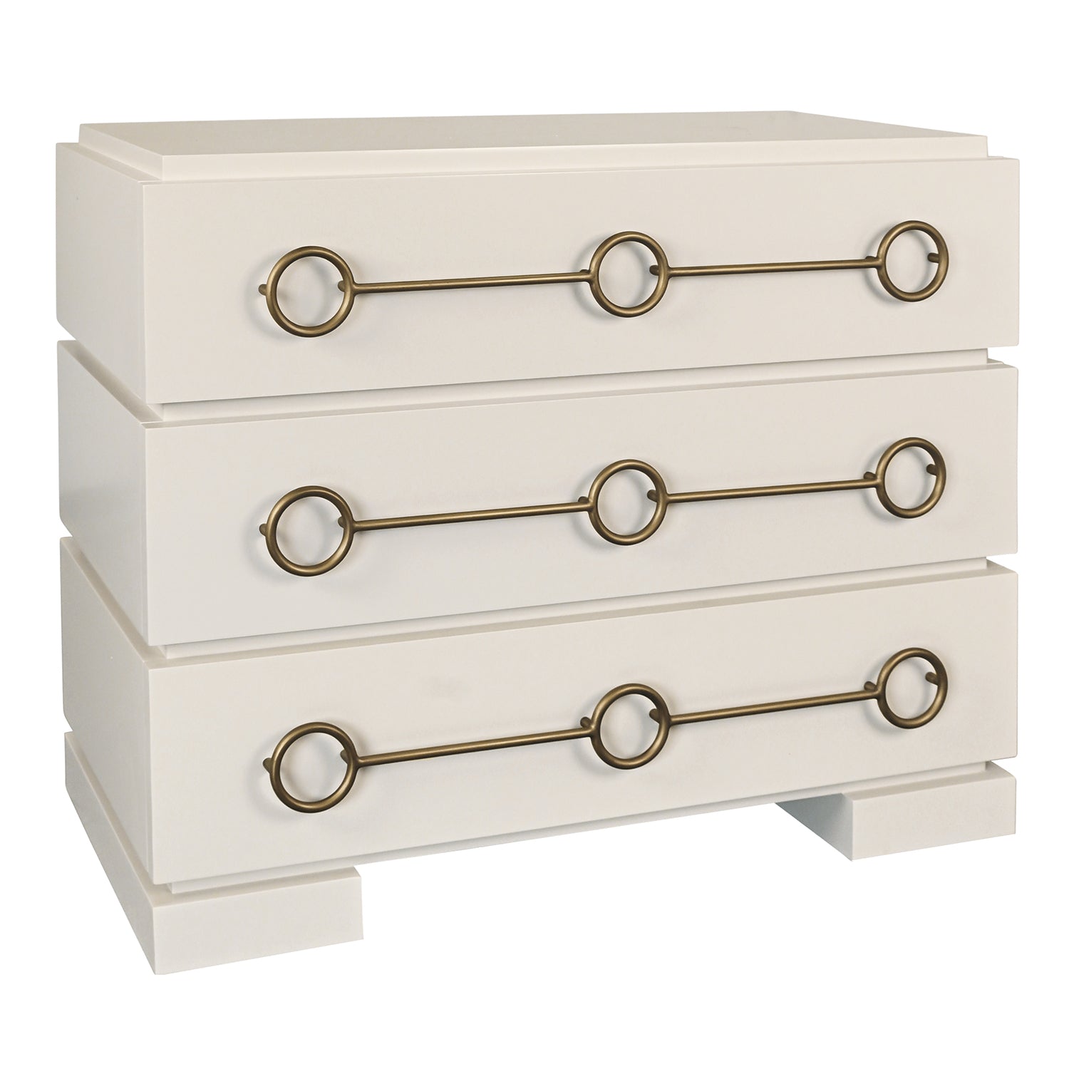 Worlds Away Roderick Antique White Three Drawer Chest