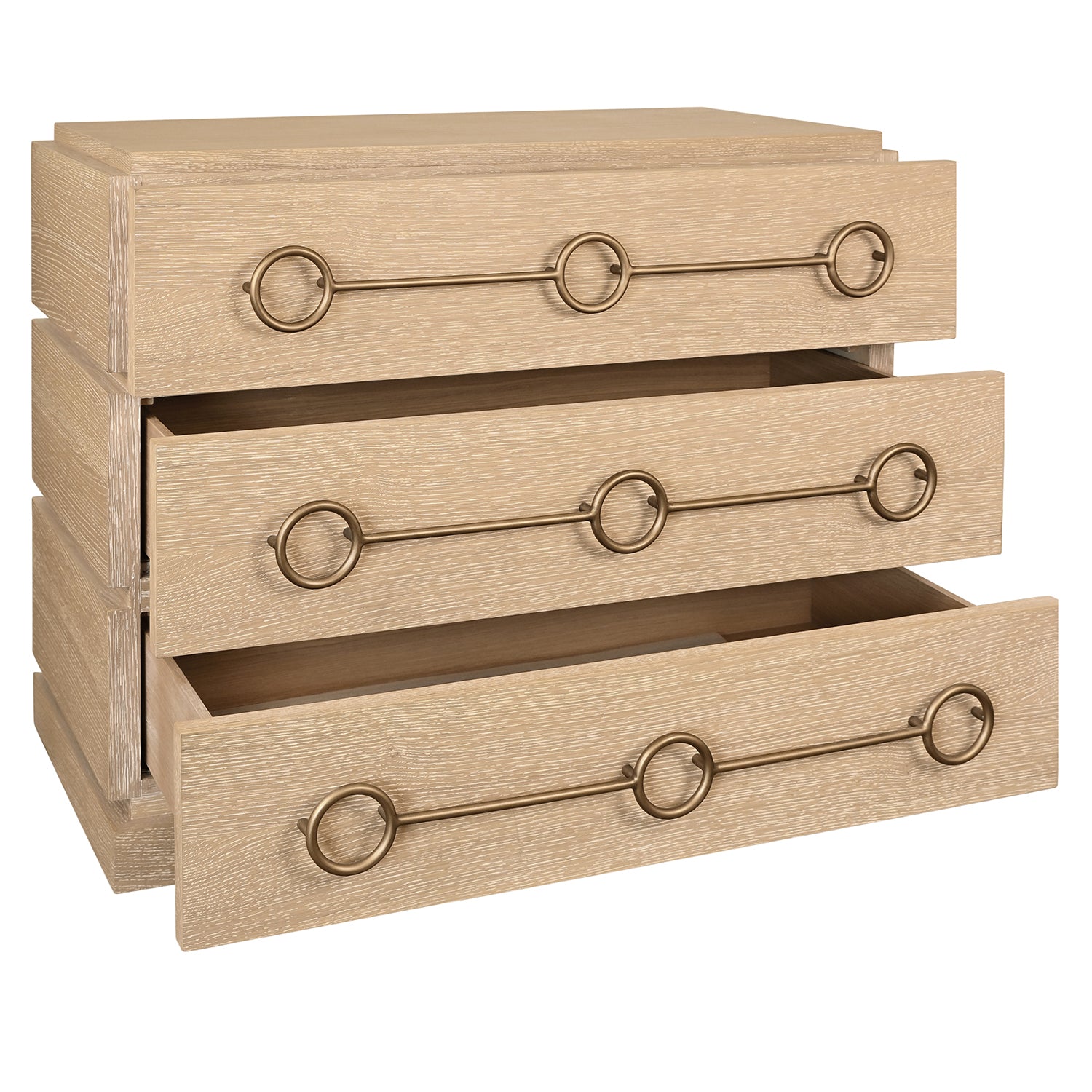 Worlds Away Roderick Cerused Oak Three Drawer Chest