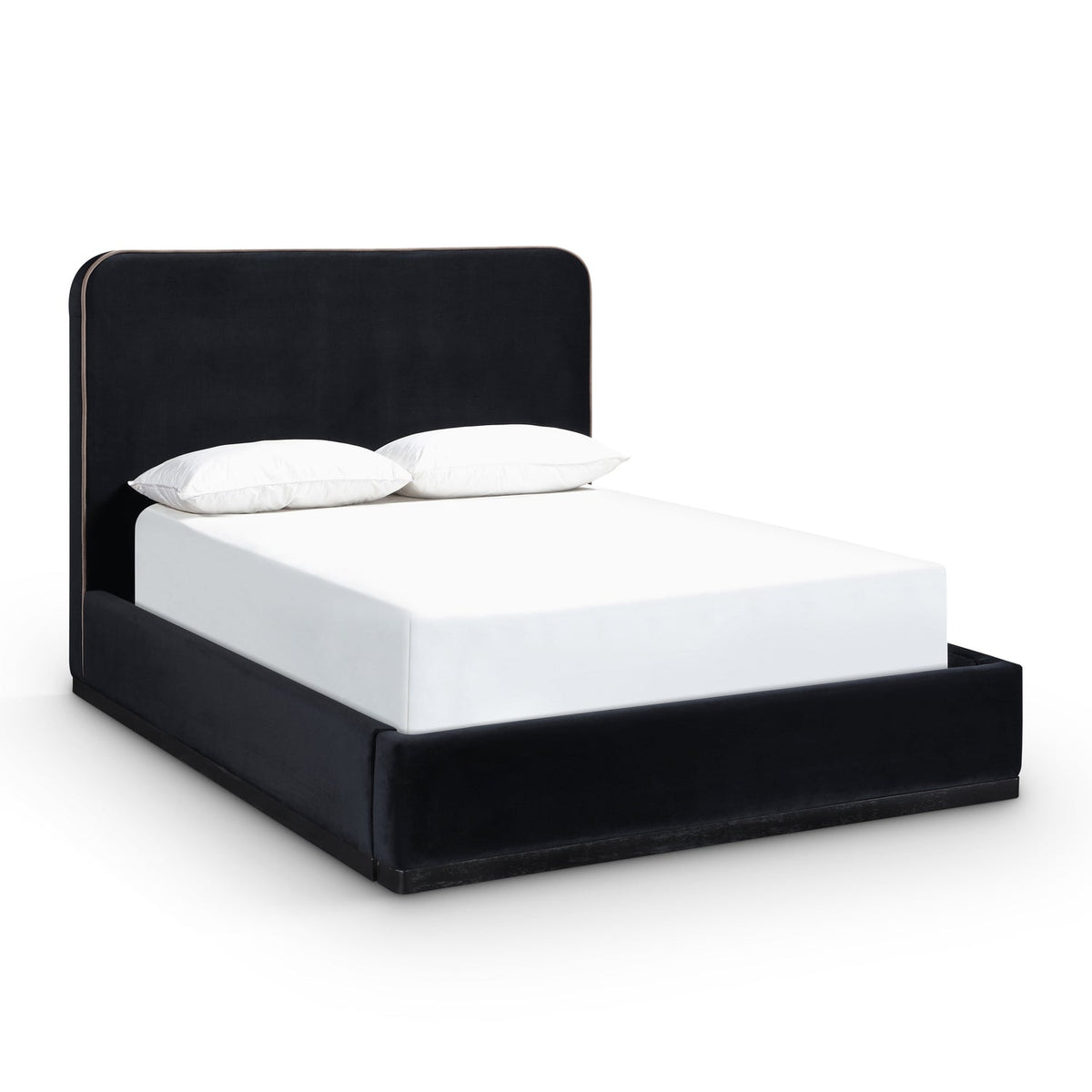 Rava Black Taupe Velvet Upholstered Bed