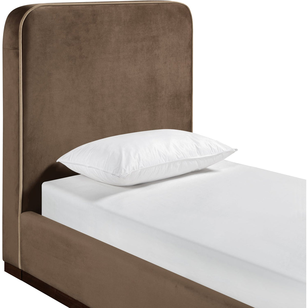 Rava Brown Beige Velvet Upholstered Bed