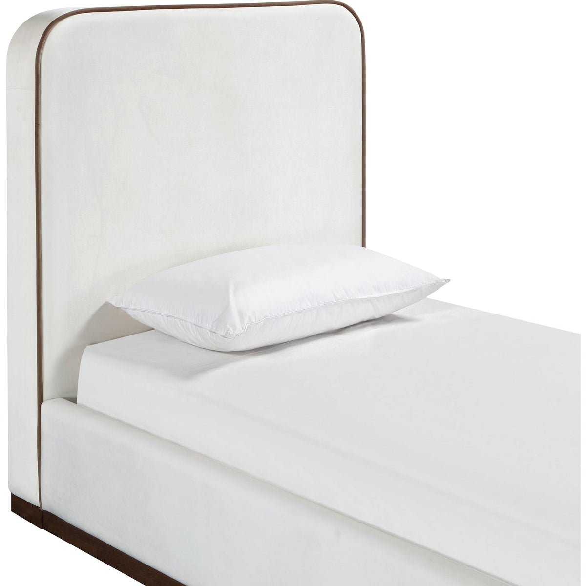 Rava Cream Beige Velvet Upholstered Bed