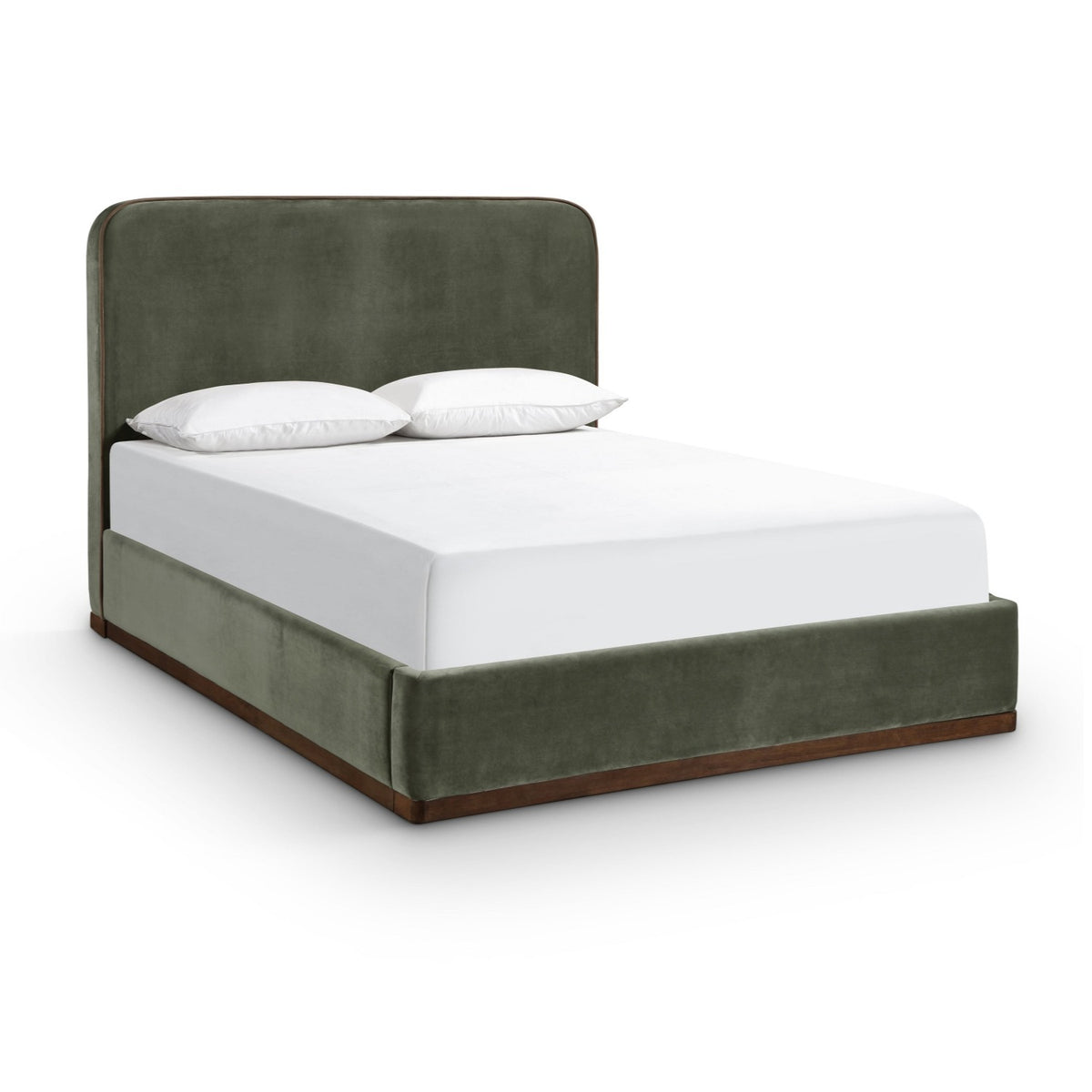 Rava Green Brown Velvet Upholstered Bed