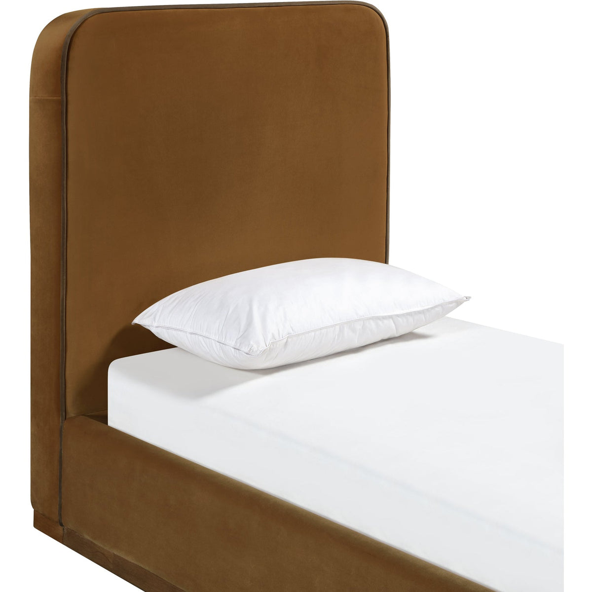 Rava Saddle Brown Velvet Upholstered Bed