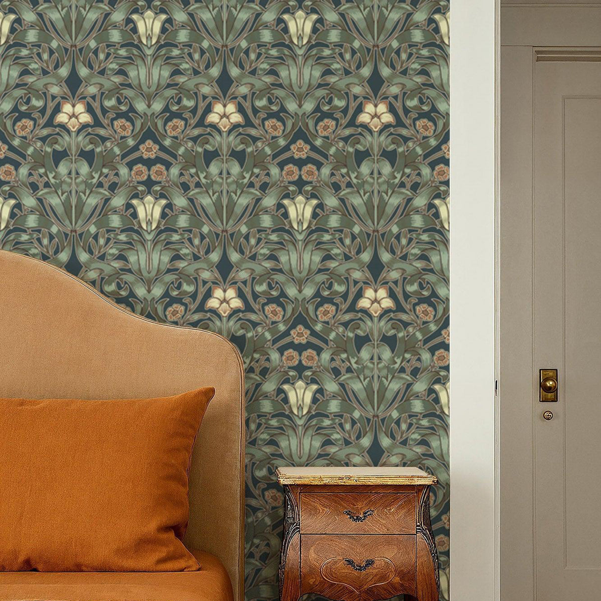 Mitchell Black Ribbon Lily Wallpaper