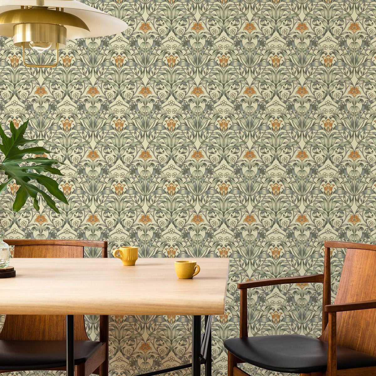 Mitchell Black Ribbon Lily Wallpaper