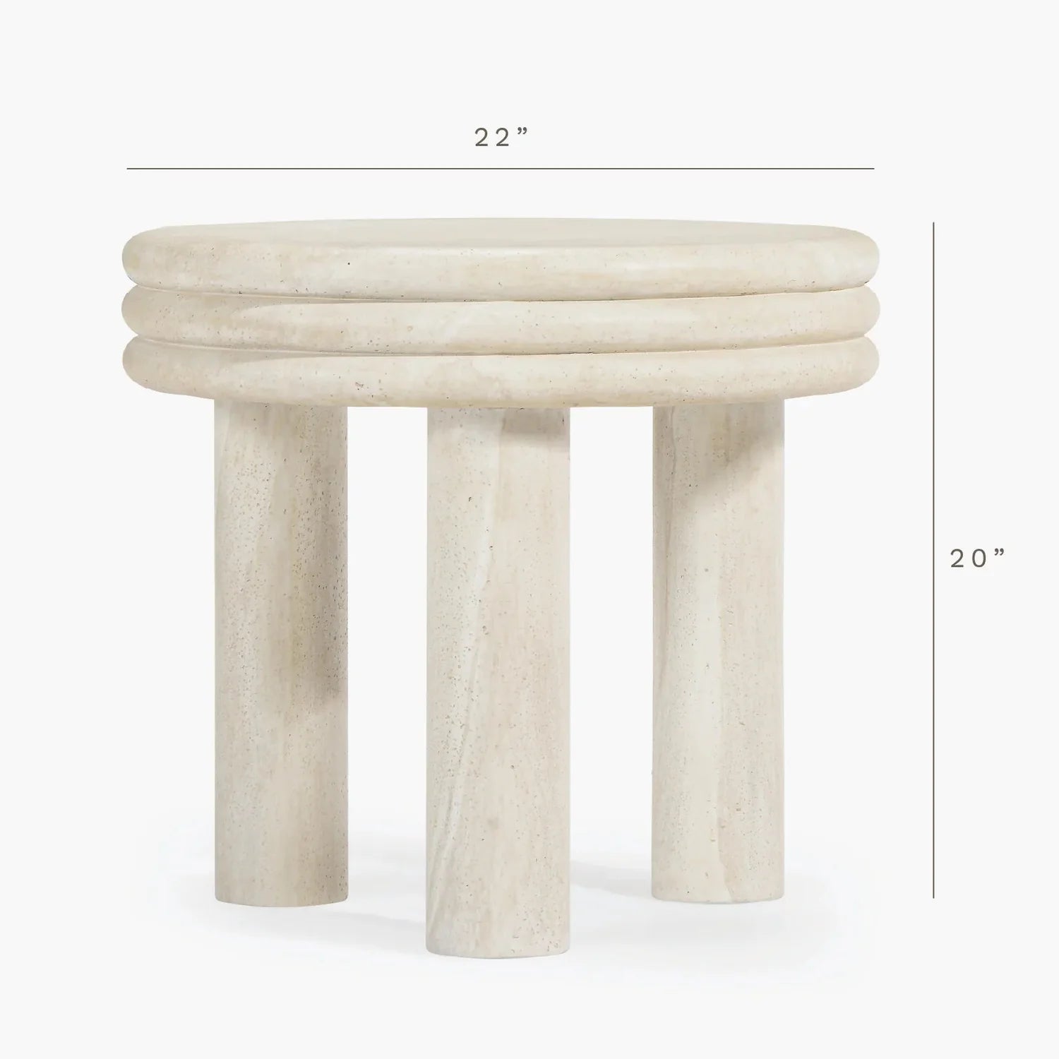 Button Atelier x Co. House Designs Roma Light Travertine End Table Set of 2