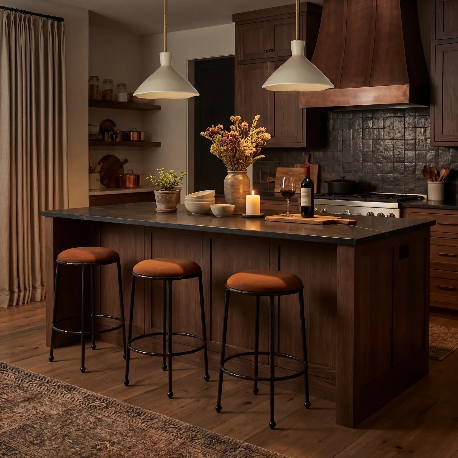MENO HOME x Co. House Designs Rook Copper Hammered Counter Stool