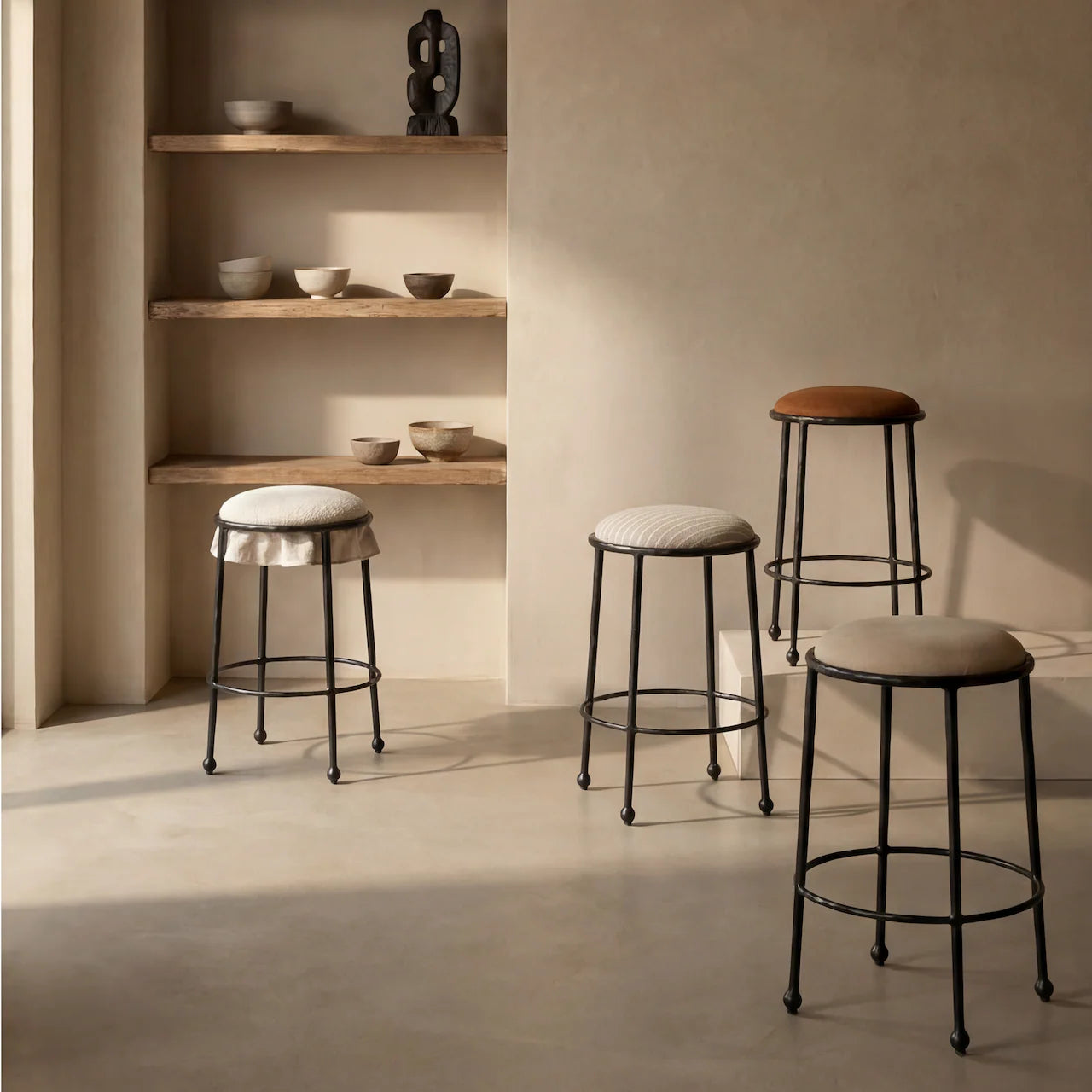 MENO HOME x Co. House Designs Rook Copper Hammered Counter Stool