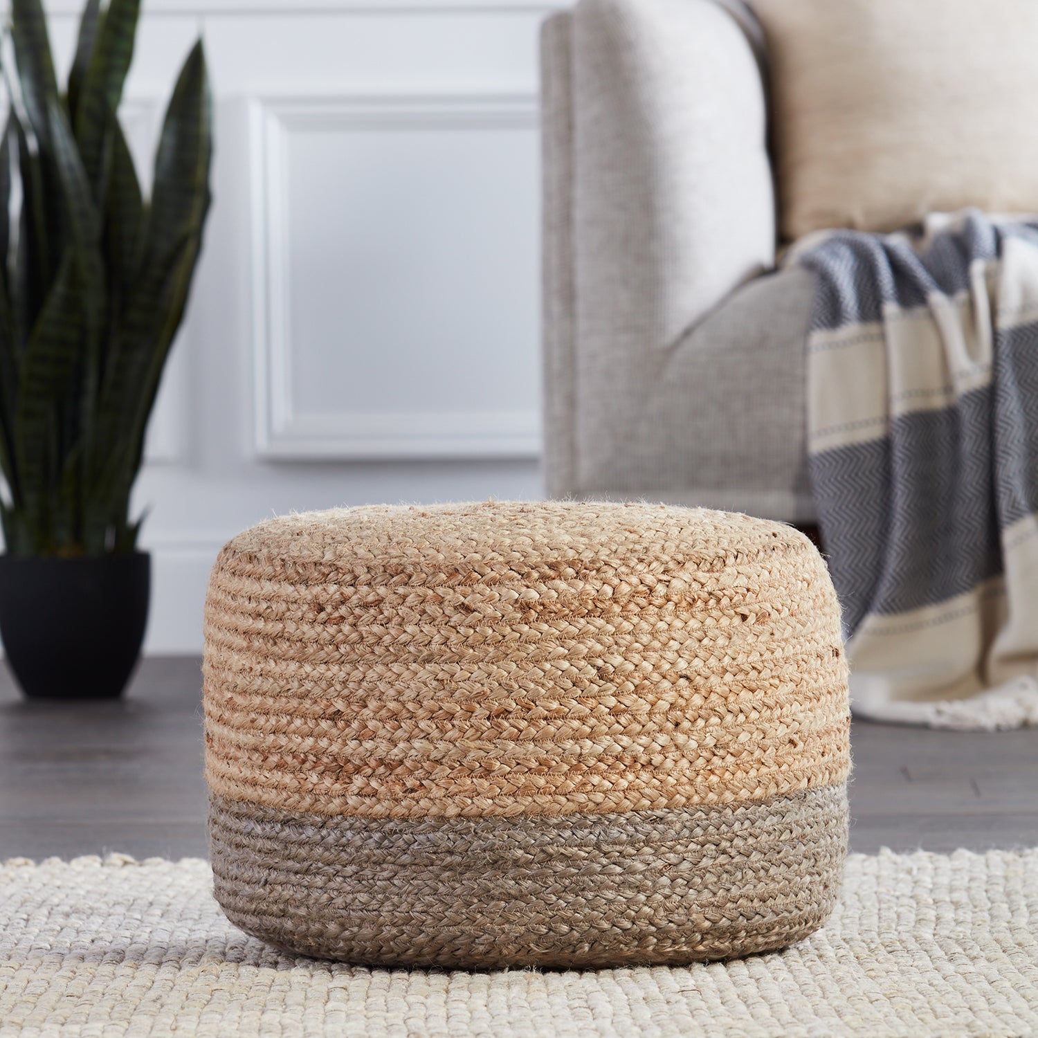 Jaipur Living Saba Oliana Jute Pouf