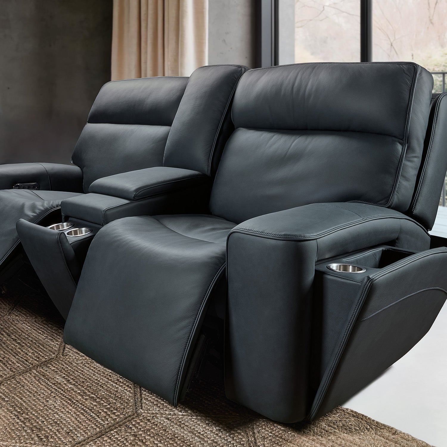 Hooker Furniture Riverton Power Gliding Console Loveseat with Power Headrest and Lumbar