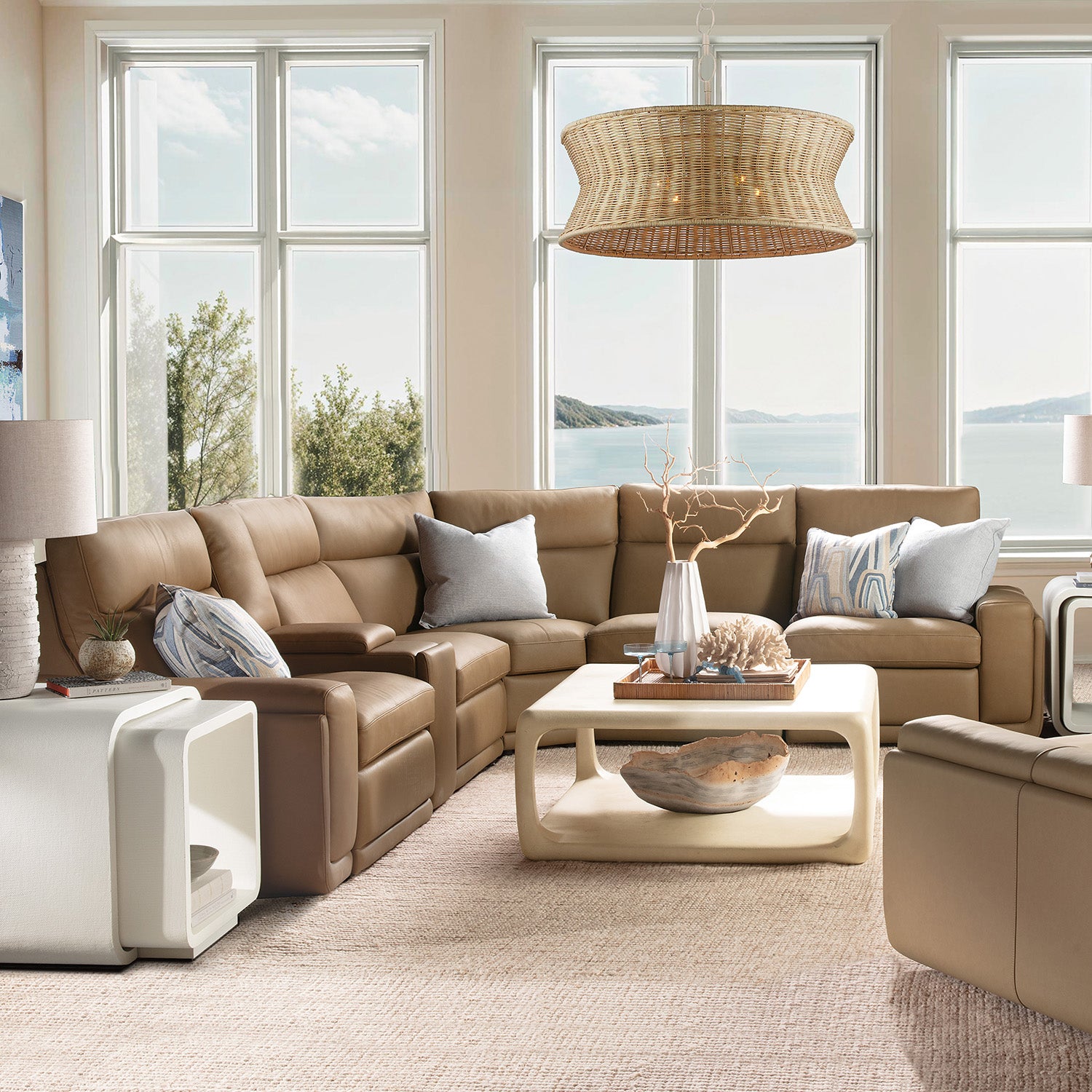 Hooker Furniture Simone Brown Six-Piece Power Reclining Sectional Sofa