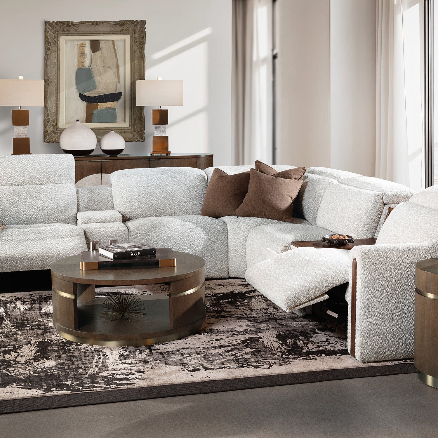Hooker Furniture Anaheim McCurdy Stone Seven-Piece Power Sectional Sofa