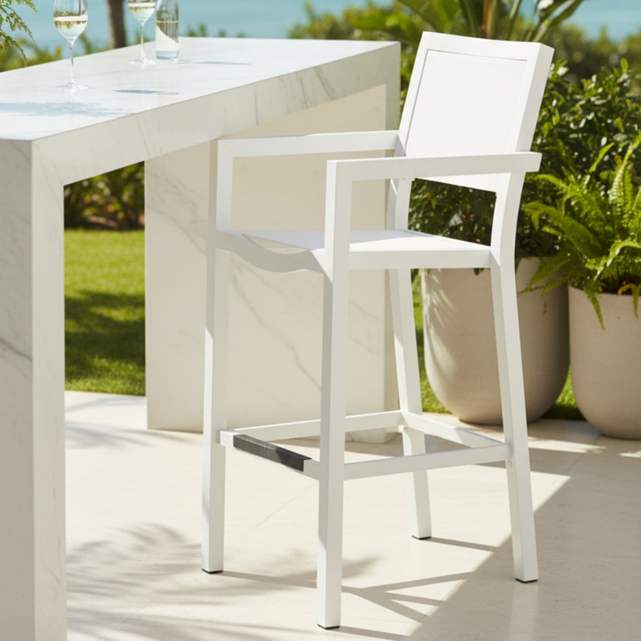 Sunset West Naples Sling Outdoor Barstool Set of 2