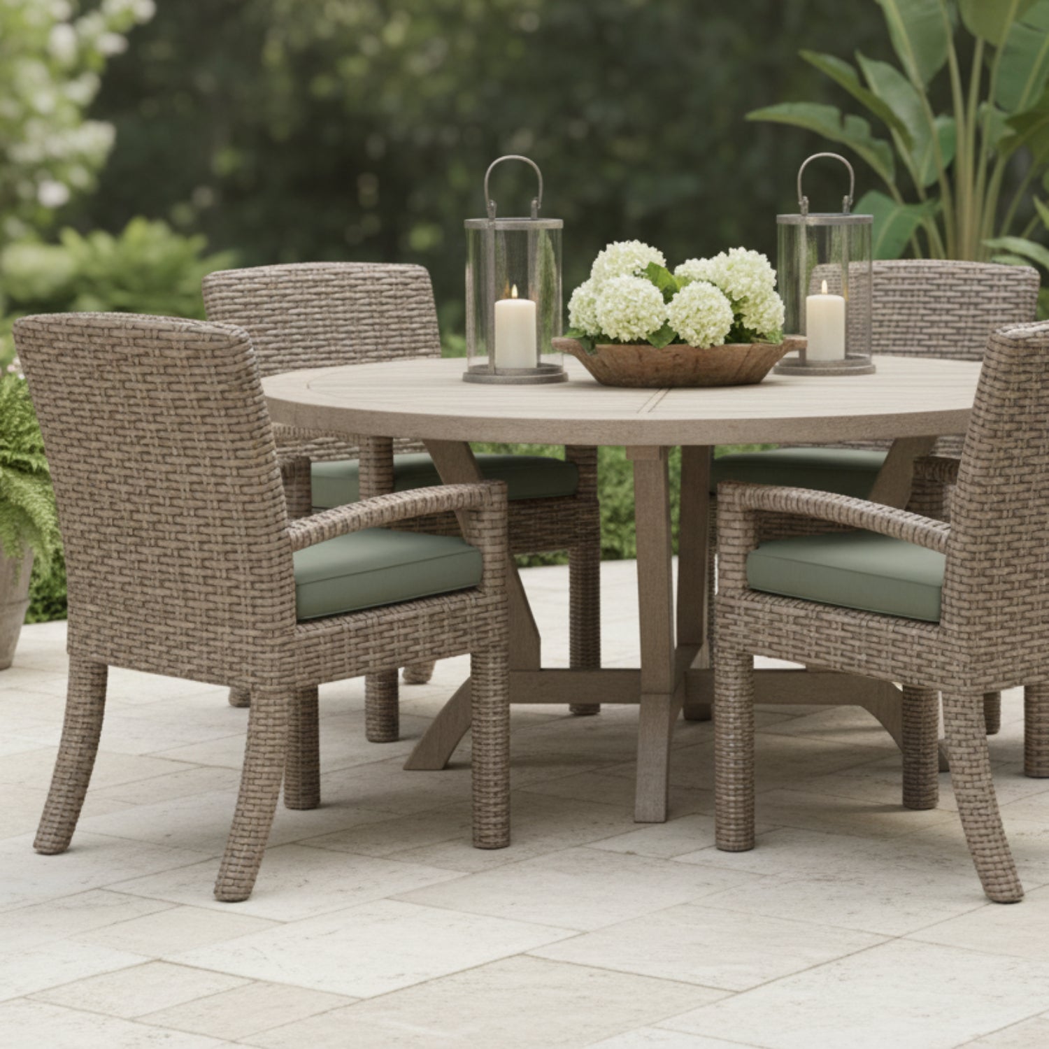 Sunset West Havana Cast Sage w/Self Welt Outdoor Dining Chair Set of 2