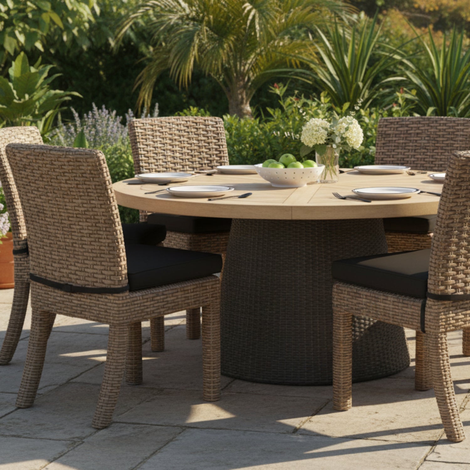 Sunset West Havana Spectrum Carbon w/Self Welt Outdoor Armless Dining Chair Set of 2