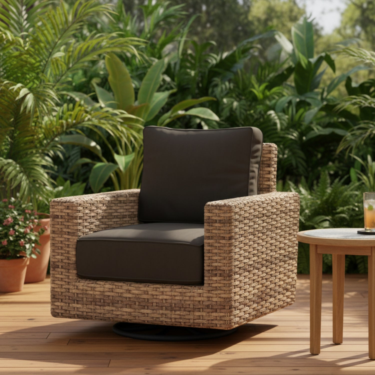Sunset West Havana Spectrum Carbon w/Self Welt Outdoor Swivel Club Rocker