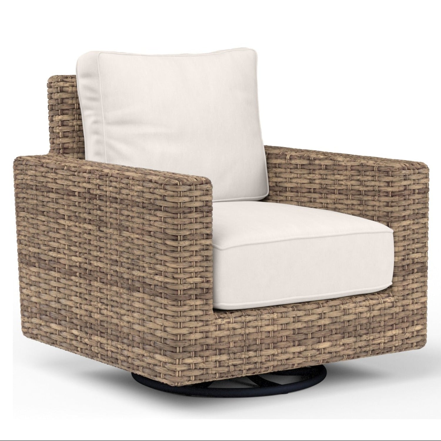 Sunset West Havana Canvas Natural w/Self Welt Outdoor Swivel Club Rocker