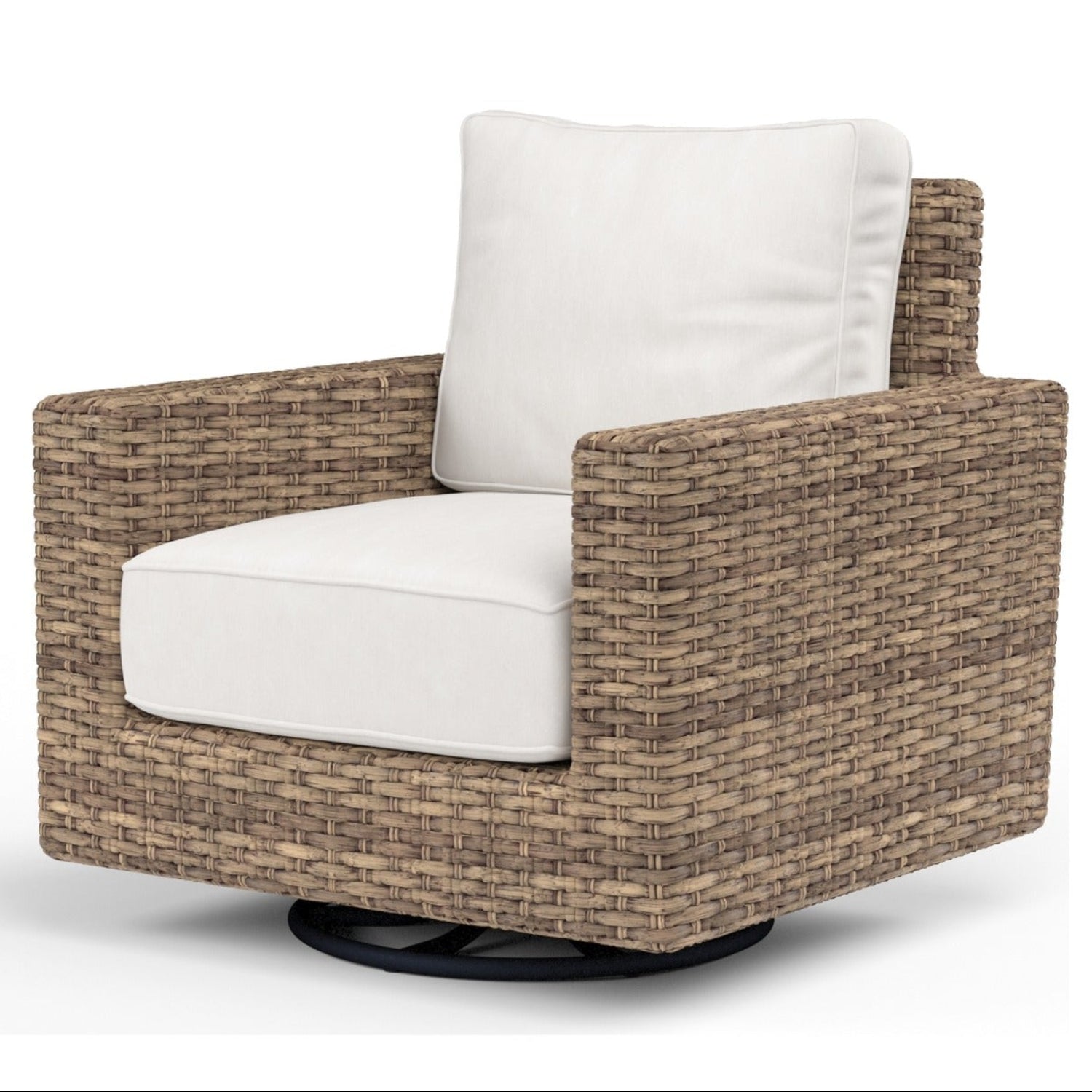 Sunset West Havana Canvas Flax w/Self Welt Outdoor Swivel Club Rocker