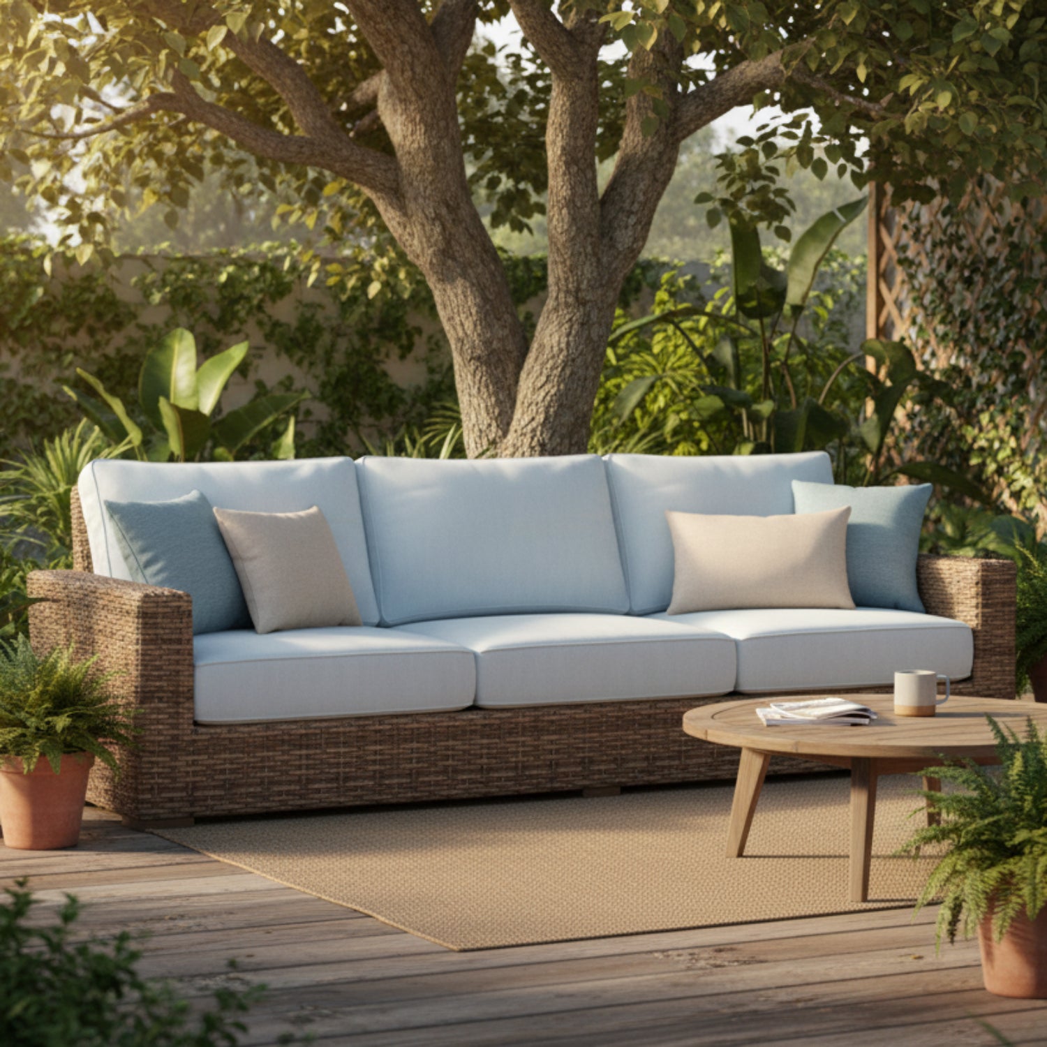 Sunset West Havana Canvas Skyline w/Self Welt Outdoor Sofa