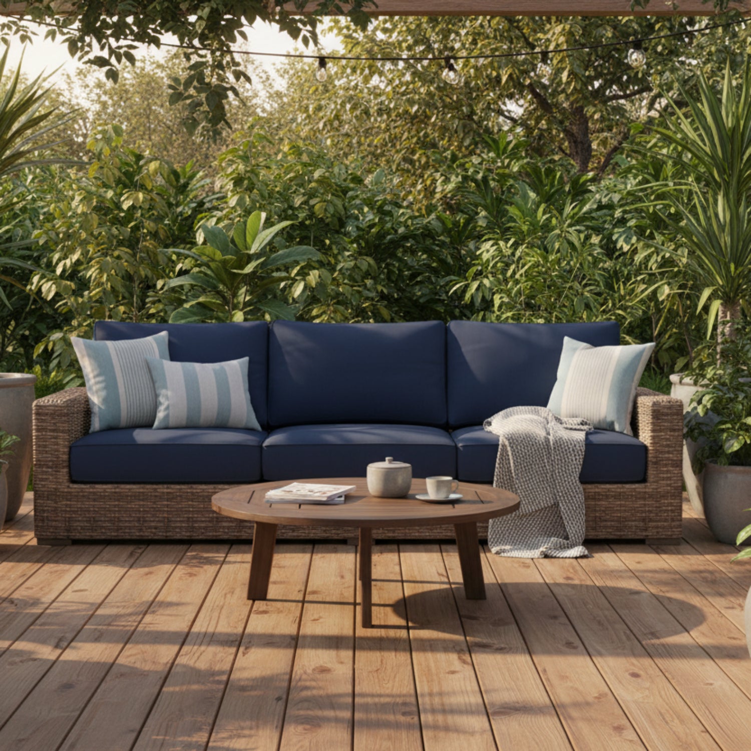 Sunset West Havana Spectrum Indigo w/Self Welt Outdoor Sofa