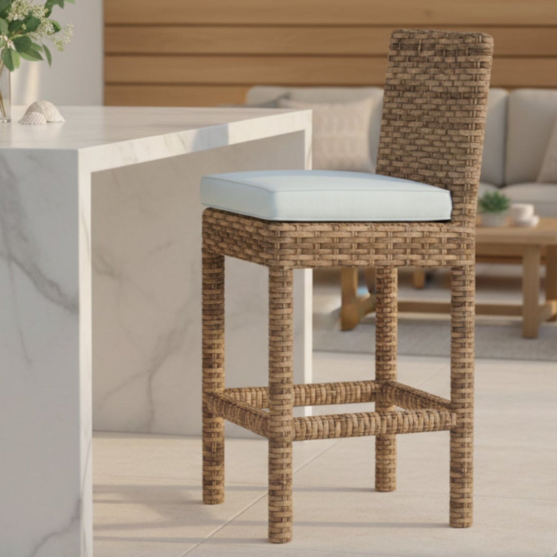 Sunset West Havana Canvas Skyline w/Self Welt Outdoor Barstool Set of 2
