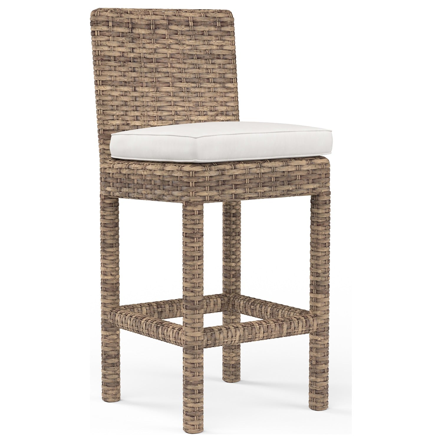 Sunset West Havana Canvas Flax w/Self Welt Outdoor Barstool Set of 2