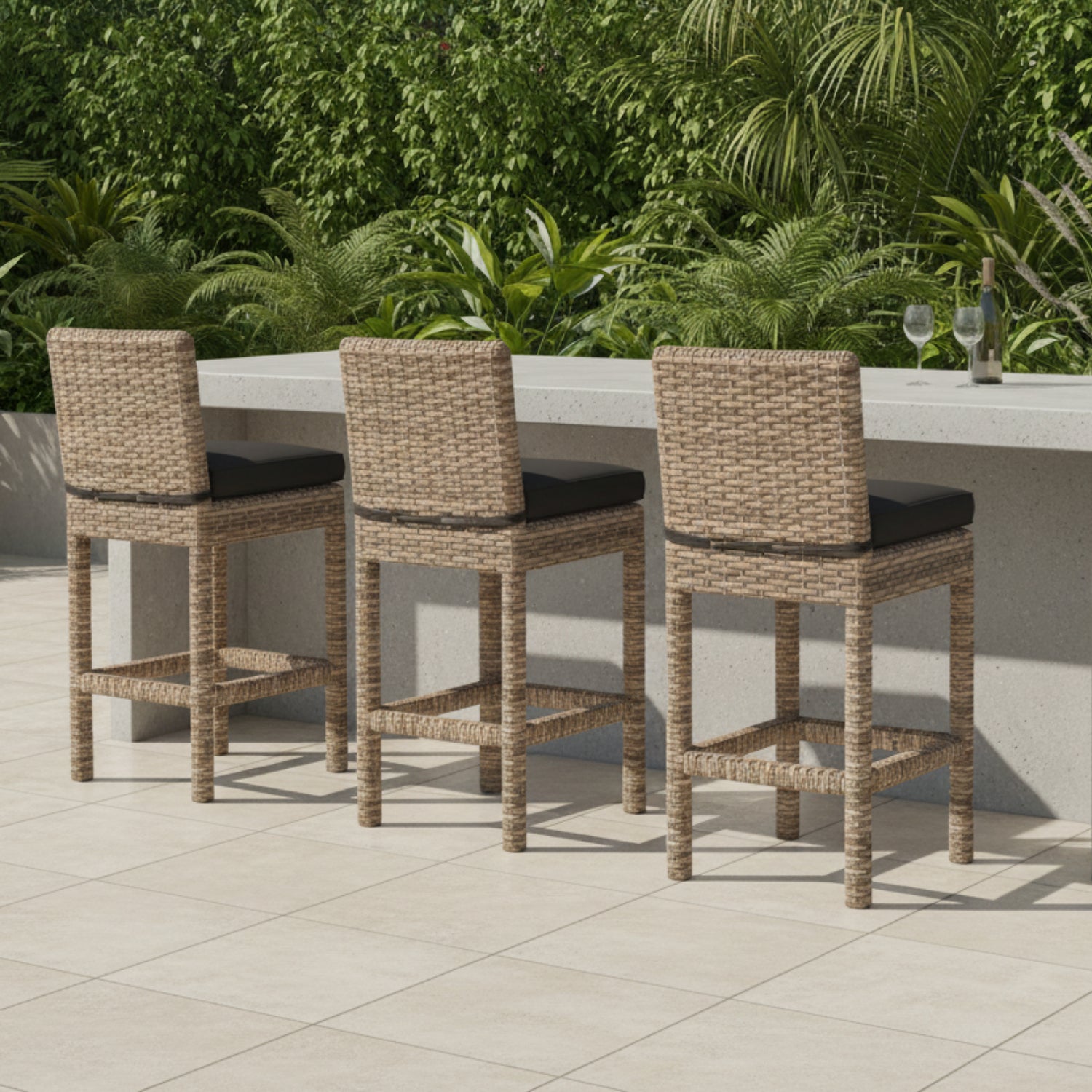 Sunset West Havana Spectrum Carbon w/Self Welt Outdoor Counter Stool Set of 2