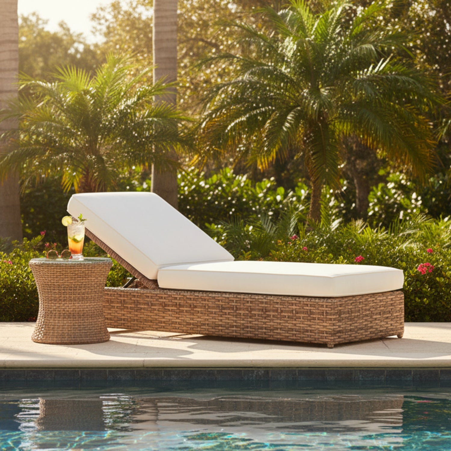 Sunset West Havana Canvas Flax w/Self Welt Outdoor Adjustable Chaise