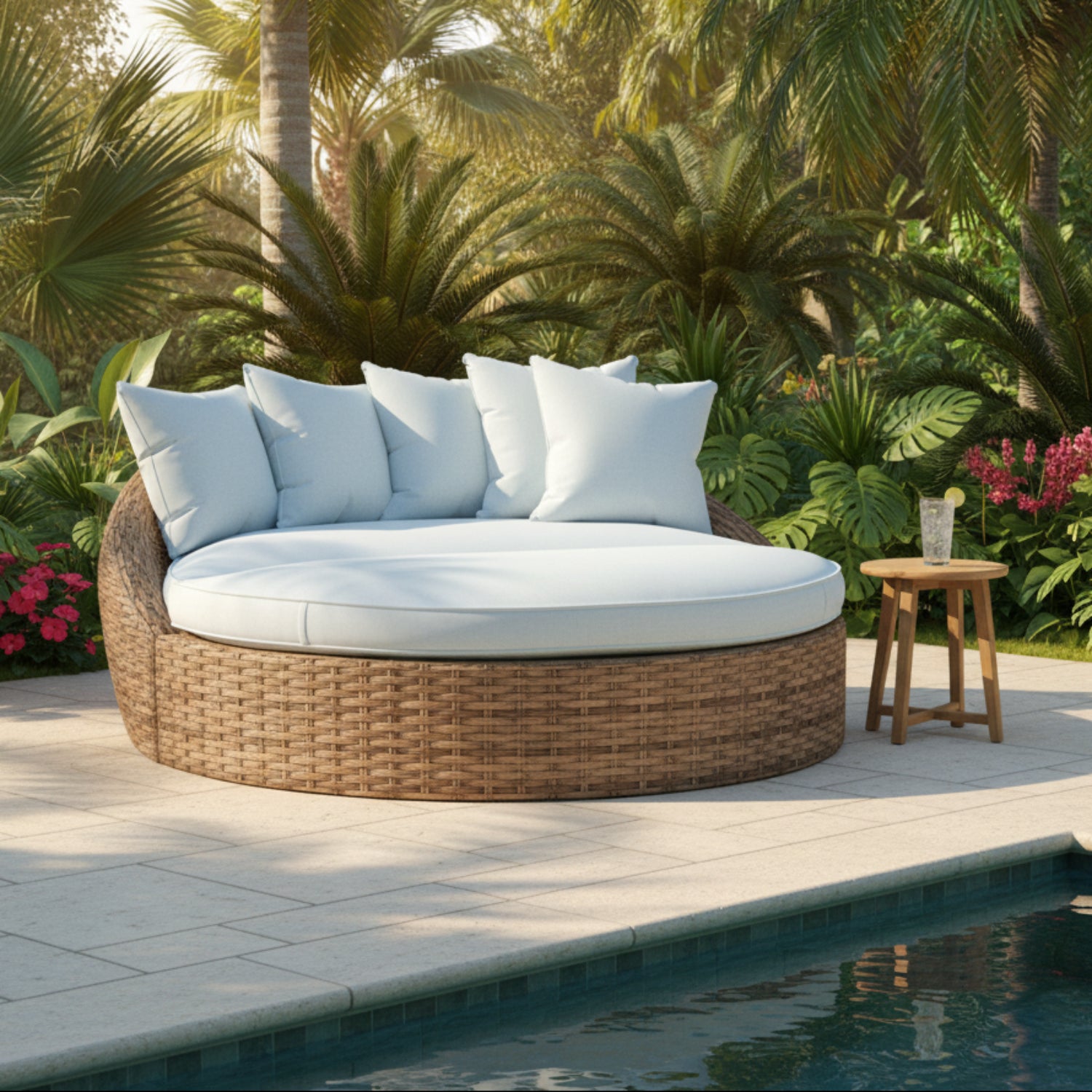 Sunset West Havana Canvas Skyline w/Self Welt Round Outdoor Daybed