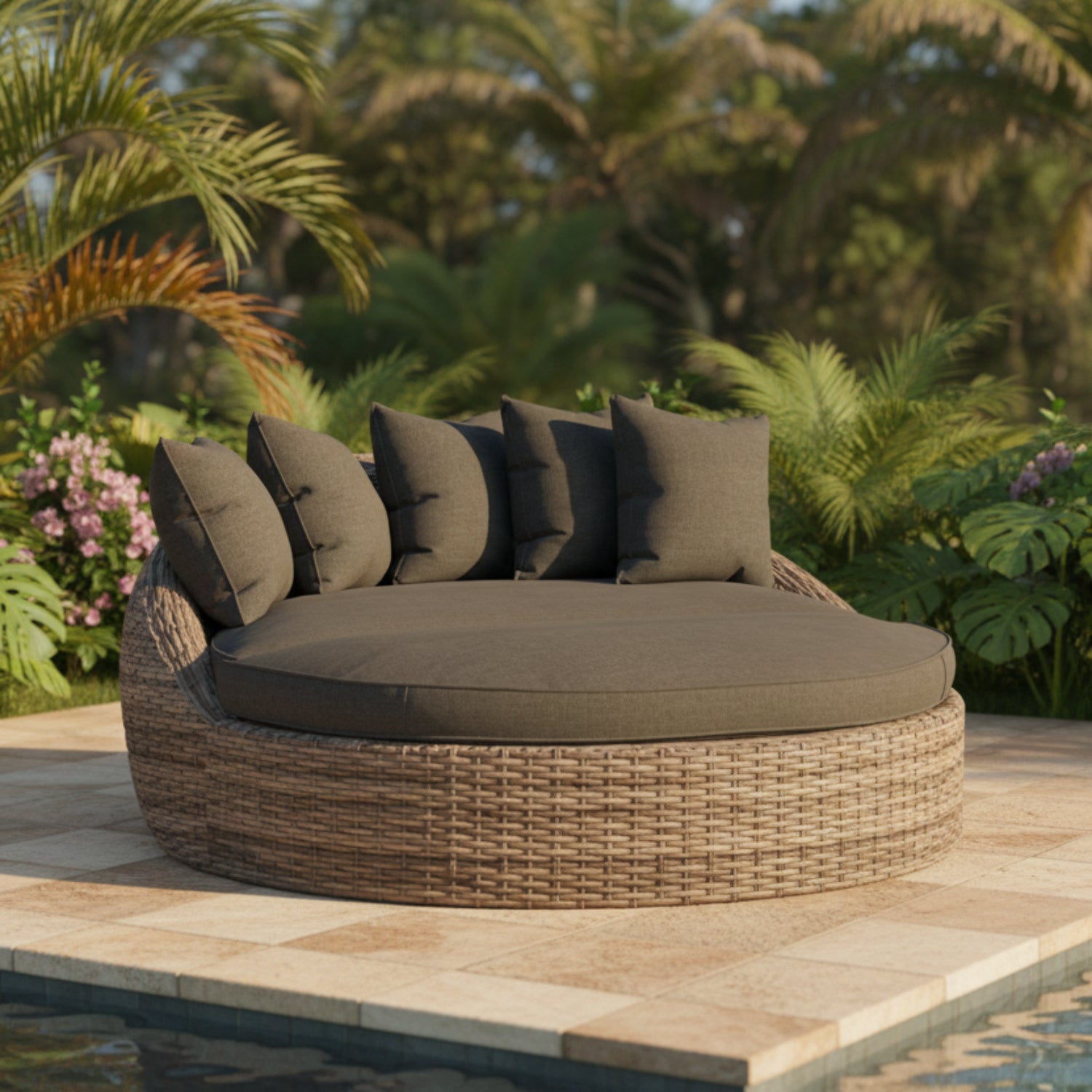 Sunset West Havana Spectrum Carbon w/Self Welt Round Outdoor Daybed