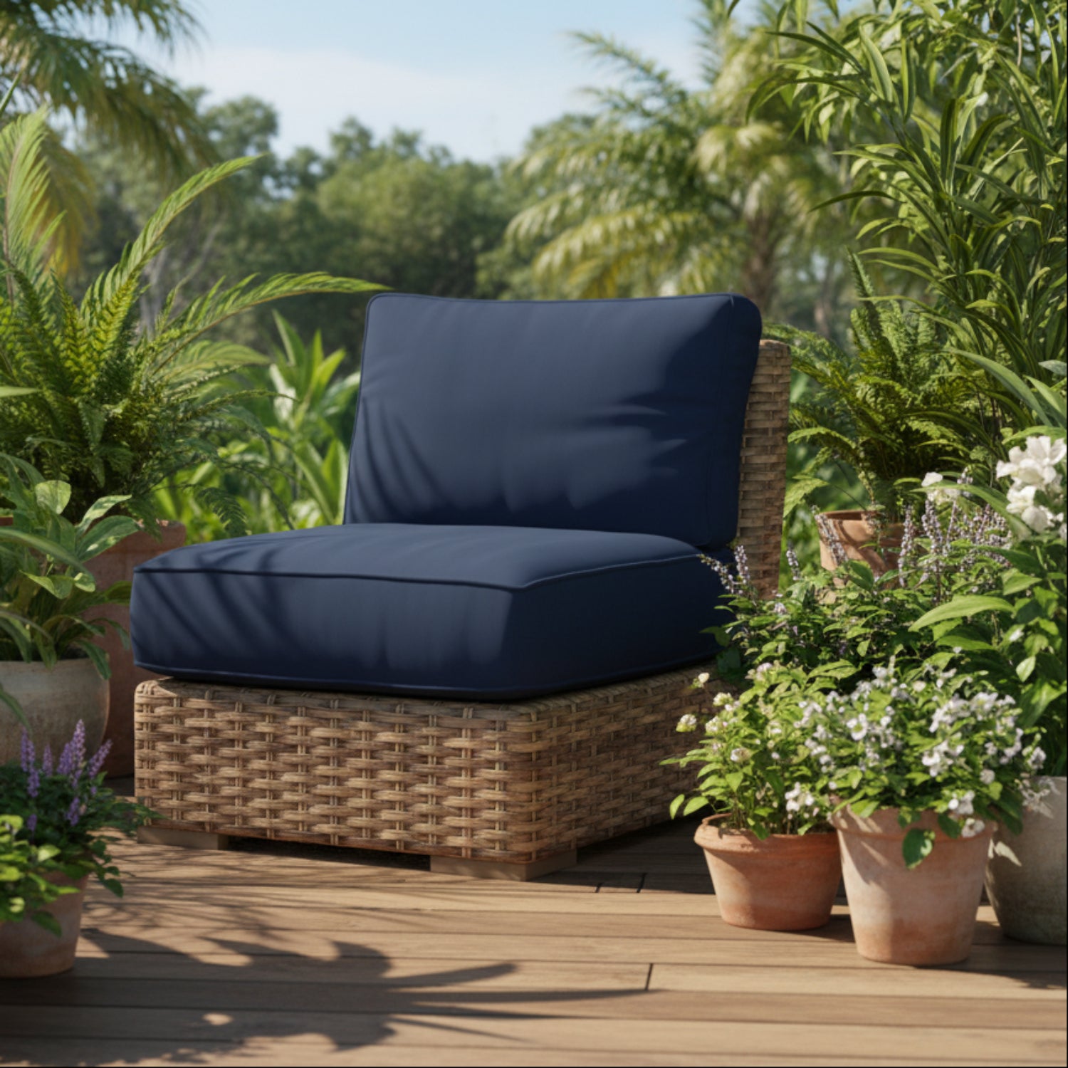 Sunset West Havana Spectrum Indigo w/Self Welt Outdoor Armless Club