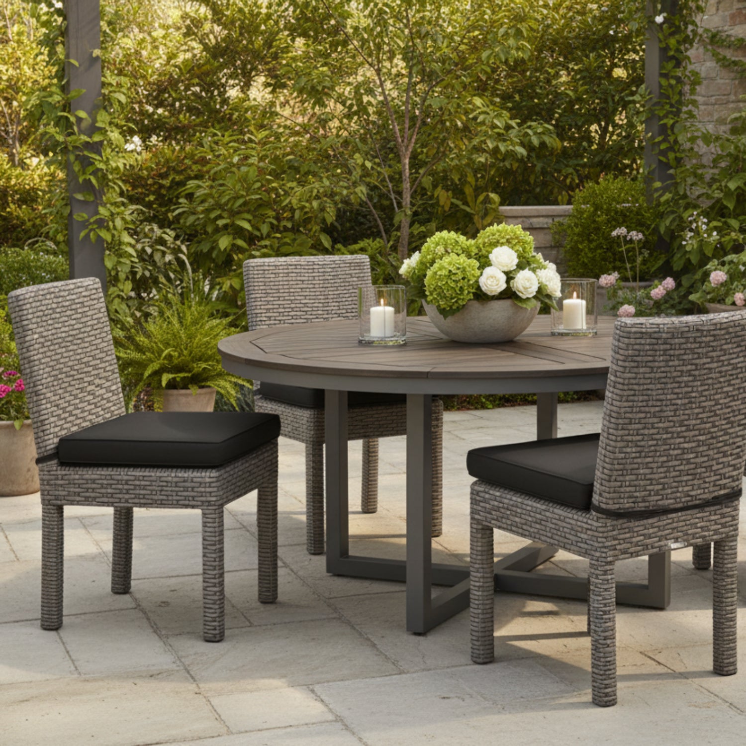 Sunset West Coronado Spectrum Carbon w/Self Welt Outdoor Armless Dining Chair Set of 2