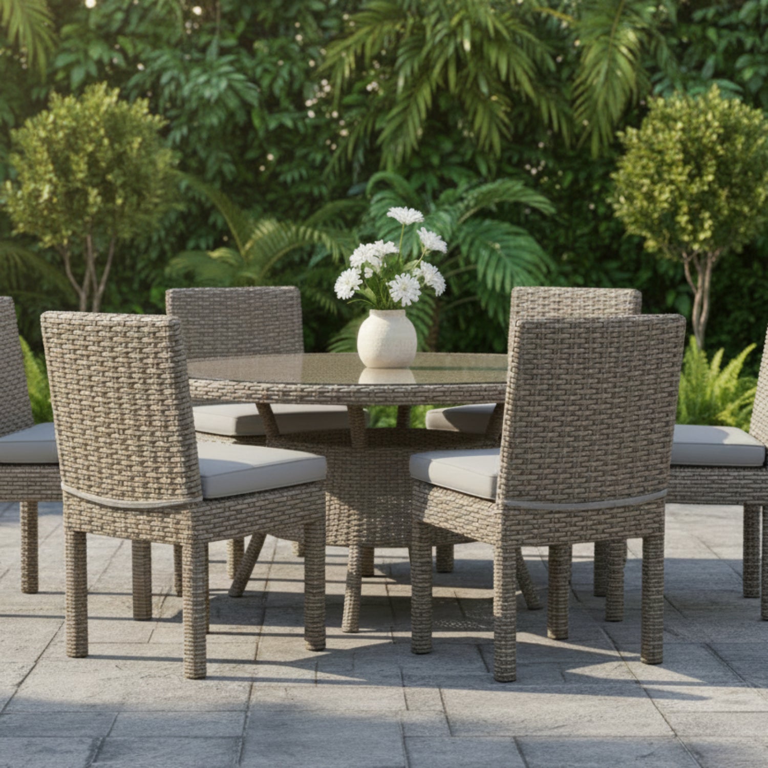 Sunset West Coronado Canvas Granite w/Self Welt Outdoor Armless Dining Chair Set of 2