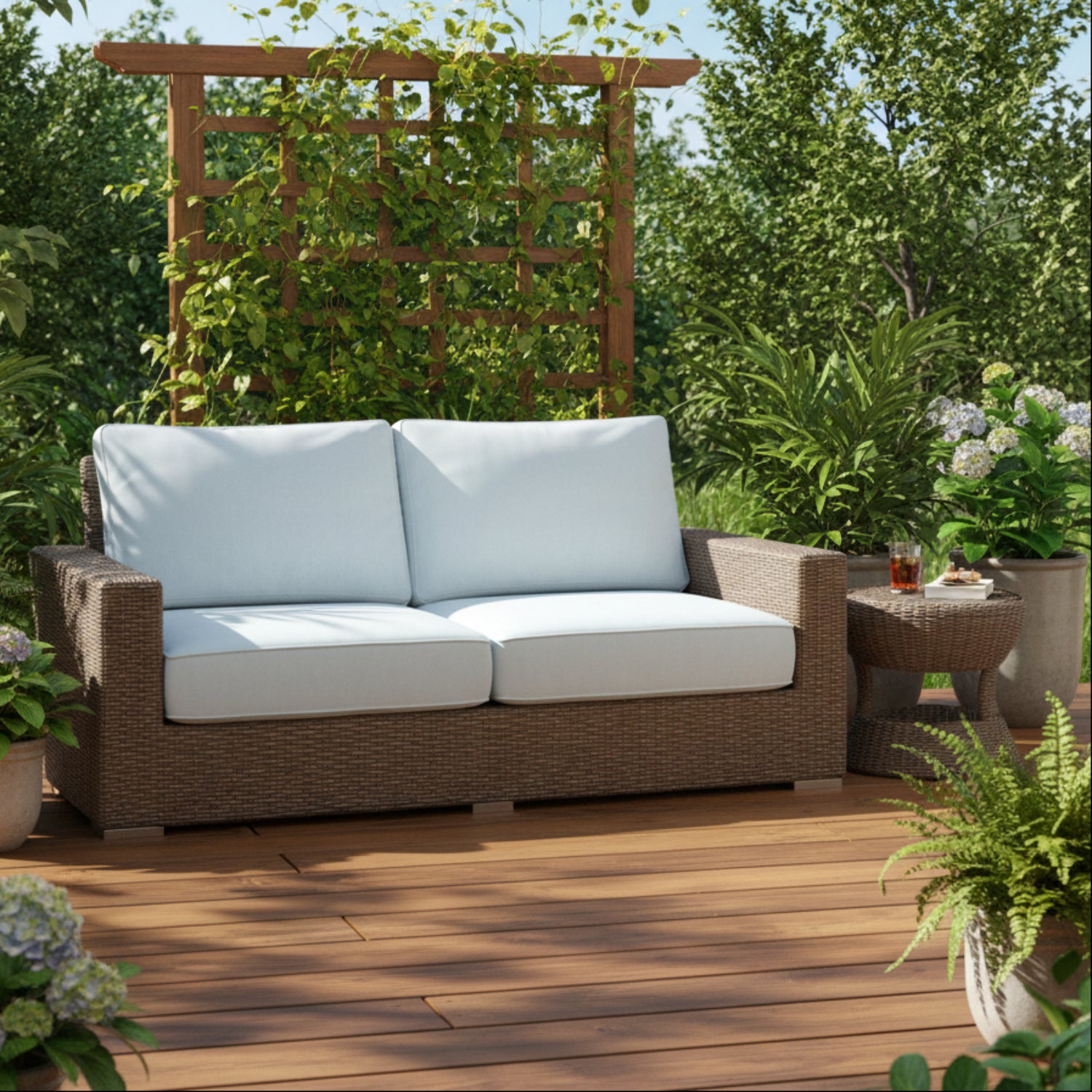 Sunset West Coronado Canvas Skyline w/Self Welt Outdoor Loveseat